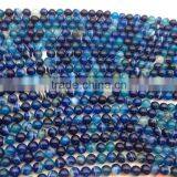 10mm Natural Blue Color Faceted Round Agate Beads Gemostone Beads With Vein thumbnail-5