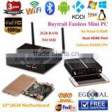 Smallest Fanless PC Intel Celeron N2920 Quad Core Mini PC Office Net Computer Dual USB Port Barebone System