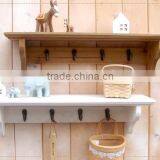 Classic Wood Wall Shelf for Room Deco With Four Hook