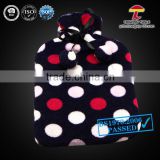 BS standard hot water bag with polka dots fleece cover