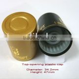 top-opening plastic whisky or wine bottle cap