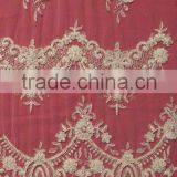 Newest Corded And Beaded Design Embroidery Lace Fabric In 52" Wide Double Scalloped Edge