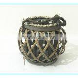 Hot Sale Willow Round Bowl Candle Stand/hurricane With Round Glass thumbnail-1