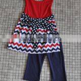 2016 Wholesale Toddler Girls Chevron Star Polka Dot Child Sleeveless 4th of July Boutique Sets thumbnail-2