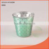 Open-shaped and625G Elegant blue color glass vase with spot wholesale