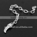 Iron End Chains, With Tibetan Style Pendants, Silver Color, Iron Cross Chains: 3.8x6.9mm(FIND-JF00053)