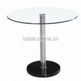 Modern Round Clear Glass Dinning Table Set With 4 Leather Chairs Quality Choice thumbnail-2