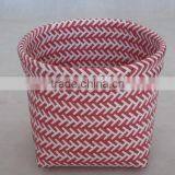 PP Strap Weaving Zig Zag Round Top Square Bottom Basket Set of 2 thumbnail-2