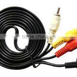1.5m Angle 3.5mm to 3RCA Male/male Cable Black Color Top Quality Cabletolink
