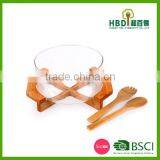 High Quality Bamboo Salad Bowl With Spoons,natural Living Bamboo Salad Bowls Wholesale thumbnail-2