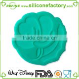 Easy to clean non-slip unique round flower shaped silicone cup mat