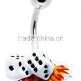 Hot Flaming Dice Navel Ring,belly Ring, Navel Belly Jewelry
