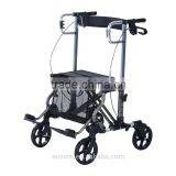 HomCom 24.5"L x 22.5"W Four Wheel Folding Rollator Walker Transport Chair With Back Support thumbnail-2