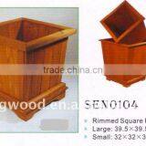 SET OF 2 Rimmed Square Wooden Planter thumbnail-1