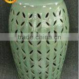 Light Green Antique Ceramic Hollow Garden Stool thumbnail-1