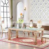 Stainless Steel Frame Adjustable Event Glass Dining Table thumbnail-1