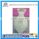 Elegant Style Unique Silver Glass Floral Tall Mosaic Shimmer Cracked Wedding Vase thumbnail-1