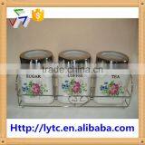 3 Pcs Tea Coffee and Sugar Ceramic Canister Set thumbnail-1