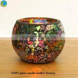 Pink Heart Mosaic Round Glass Candleholder Wedding Centerpiece Romantic Gift thumbnail-6