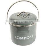 New Cream Power Coated Metal Compost Bin With Red Lid thumbnail-2