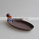 Green Color Glazed Promotional Duck Ceramic Kitchen Plate thumbnail-1