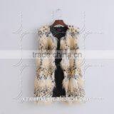 winter hot sale new style leopard grain ladies faux fox fur vest woman dress