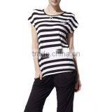 Cotton/polyester Contrast Color Stripe Fashion t Shirt With Short Sleeve thumbnail-2