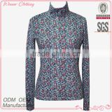 women clothing plus size long sleeve shirt garment high collar floral print laides blouse winter