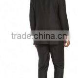 Black Pinstripe Wool 2-Button SuitWith Flat Front Pants (SHT1093) thumbnail-2