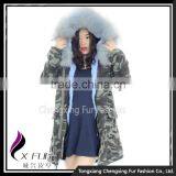 CX-G-P-07A Raccoon Fur Hooded Genuine Rex Rabbit Fur Lined Parka With Fur Jacket thumbnail-1