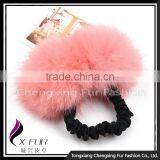 CX-E-21 Genuine Rabbit Fur Ball Elastic Hair Band ~Mixed Colors thumbnail-1