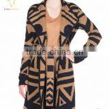 Intarsia Pattern Winter Cardigan Coat for Women With Belt thumbnail-2