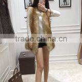 2016 New Arrival Genuine Natural Twill Furs Gilet Real Silver Fox Fur Jacket Vest Women Furs Outerwear Waistcoat thumbnail-3