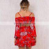 Front Tie Girls 2 Piece Crop Set Long Sleeve Floral Tops and Mini Skirts thumbnail-5