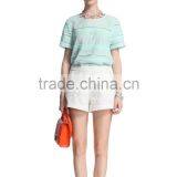 Womens Oem Serrvice Lace and Chiffon Combined Loose High Quality Shirt/blouse Wholesale thumbnail-1