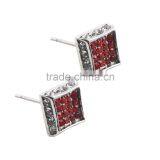 Customized Insert Red Diamond Unisex Sterling Silver Stainless Steel Hiphop Earrings Wholesale thumbnail-4