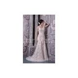 New Designer Champagne Strap Mermaid Lace Evening Dress Long Prom Gown With Flowers