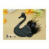 3D Handmade Beaded Appliques For Clothing With Feather , Black Swan thumbnail-1