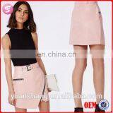 2015 Pink Mature Woman Leather Skirt Asymmetric Mini Skirt thumbnail-1
