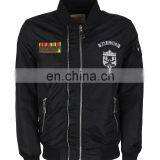 Custom Nylon Plain Black Flight Bomber Jacket Mens With Patches thumbnail-2