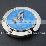 Zinc Alloy Material Purse Hook / Bag Hanger Hook / Table Top Bag Hanger, Roung Shape With Highheel Shoe Purse Hanger