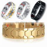 Double Row 4 Element Pain Relief Mens Bio Health Stainless Steel Magnetic Bracelet thumbnail-2