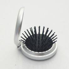 Mini Size Round Pocket Cosmetic Hair Brush With Mirror thumbnail-3