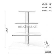 Acrylic Clear 4 Tier Cake Stand Wedding Cake Dessert Display Square thumbnail-2