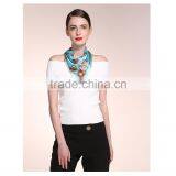 100% Silk Jacquard Shawl, Triangle Neck Scarf thumbnail-2
