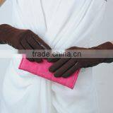 New Spring Collection Blue Wool Glove With Leather on Palm thumbnail-2