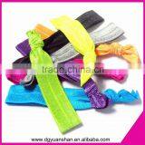 Stretch soft fold over elastic knotted hair bands for girl