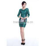 New Promotion Ladies Fashion Blue Long Sleeve Party Women Dress Sequin Lady Dress thumbnail-2