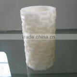 Flameless White Pillar Carved Wax Led Candle Factory Wholesale thumbnail-1