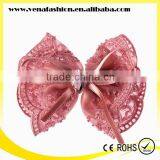 Small Beads Bow Korean Ribbon Hair Clip, Grosgrain Ribbon Hair Clip thumbnail-2